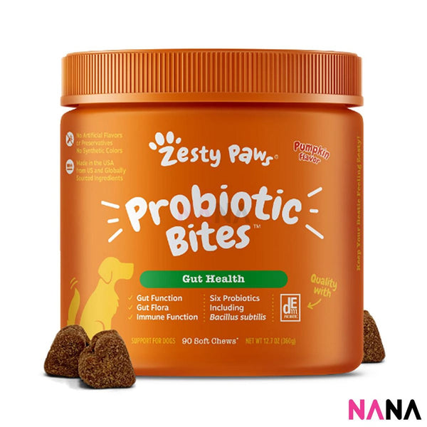 Zesty Paws Probiotic Bites Pumpkin Flavor 90 Soft Chews (EXP:01 2024)