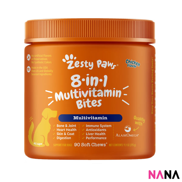 Zesty Paws 8-in-1 Multivitamin Bites Chicken Flavor 90 Soft Chews