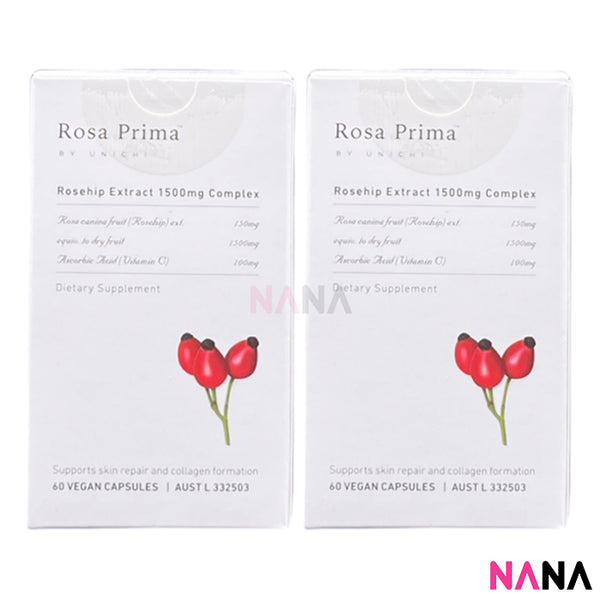 Unichi Rosehip Extract 1500mg Complex 60 Vegan Capsules x 2