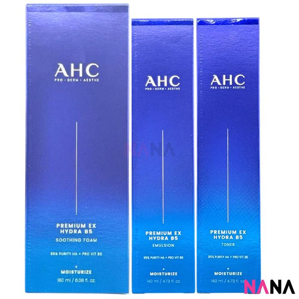 AHC Premium Hydra B5 Set: Toner 140ml + Emulsion 140ml + Soothing Foam 180ml - NANA MALL