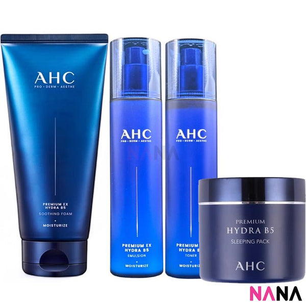AHC Premium Hydra B5 Set: Toner + Emulsion + Soothing Foam + Sleeping Pack - NANA MALL