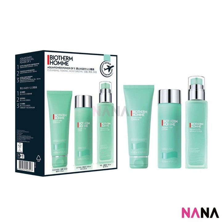 BIOTHERM Homme Aquapower Power Of 3 Set (120ml + 200ml + 100ml) - NANA MALL