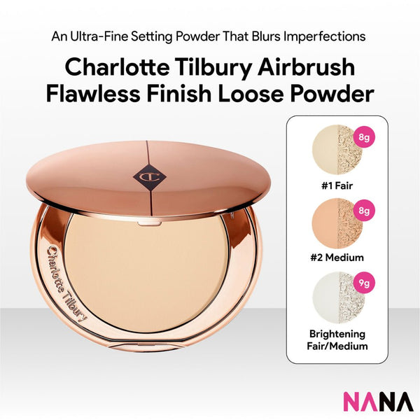 Charlotte Tilbury Airbrush Flawless Finish Loose Powder [1 FAIR 8g, 2 MEDIUM 8g, Brightening 01 FAIR - MEDIUM 9g] - NANA MALL