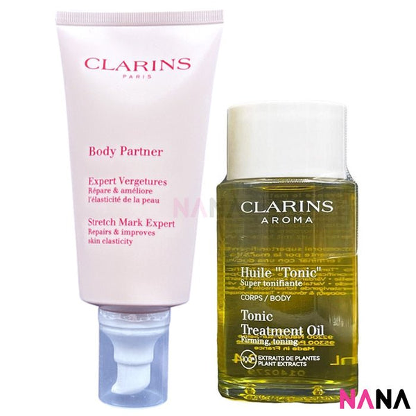 Clarins Pregnancy Set：Huile "Tonic" Body Treatment Oil 100ml + Body Partner Stretch Mark Expert 175ml - NANA MALL