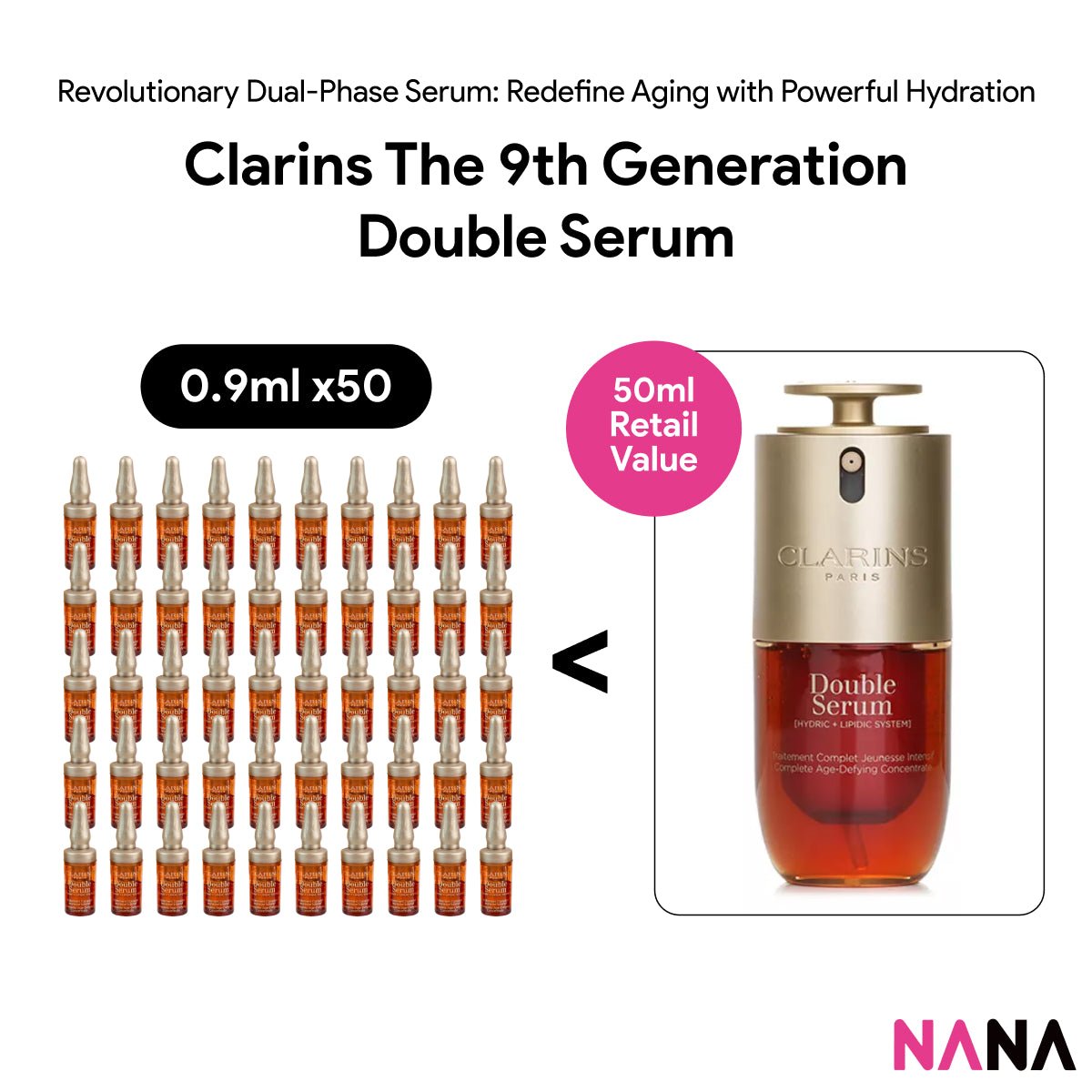 Clarins The 9th generation Double Serum Sample Pack (0.9ml x 50/20/10 ...