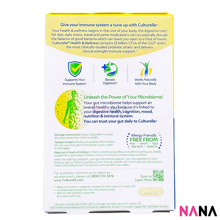 Culturelle Health & Wellness Probiotic 30 Vegetarian Capsules - NANA MALL