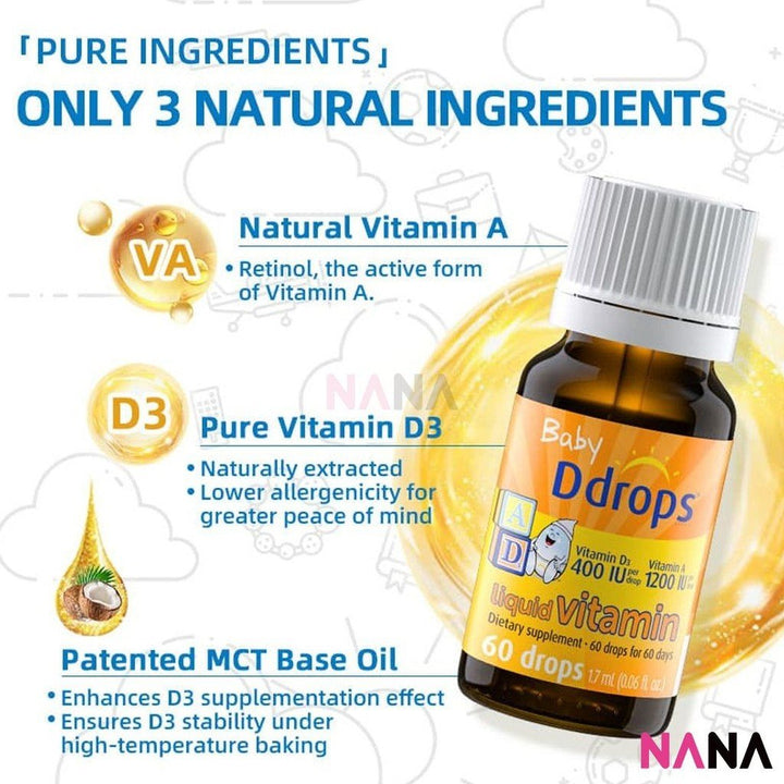 Ddrops Baby Ddrops Liquid Vitamin AD 60drops 1.7ml - NANA MALL