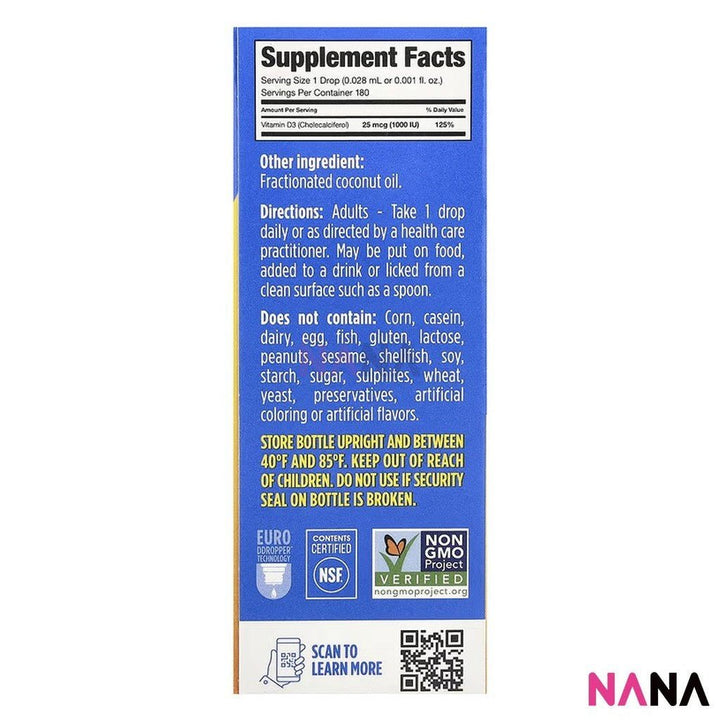 Ddrops VitaminD3 1000IU 180drops 5ml - NANA MALL