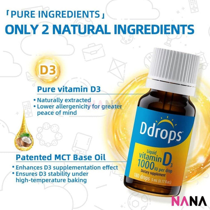 Ddrops VitaminD3 1000IU 180drops 5ml - NANA MALL