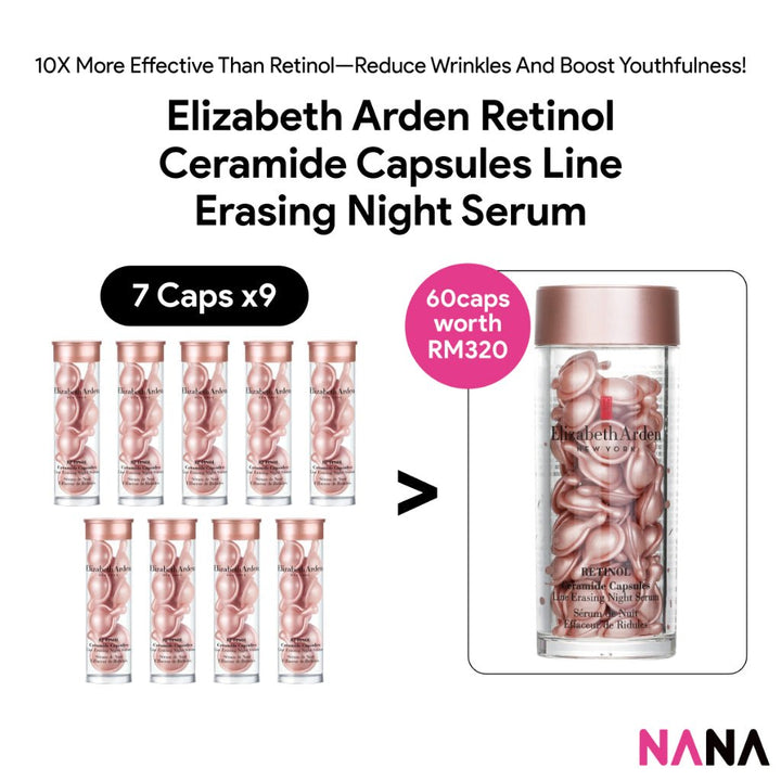 Elizabeth Arden Retinol Ceramide Capsules Line Erasing Night Serum Sample Pack (7 Capsules x 9/6/3) - NANA MALL