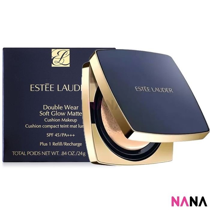 Estée Lauder Double Wear Soft Glow Matte Cushion Makeup SPF 45/PA+++ & Refill 1C0 12g + 12g - NANA MALL