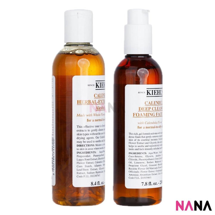 Kiehl's Calendula Herbal - extract Toner 250ml + Calendula Deep Cleansing Foaming Face Wash 230ml - NANA MALL