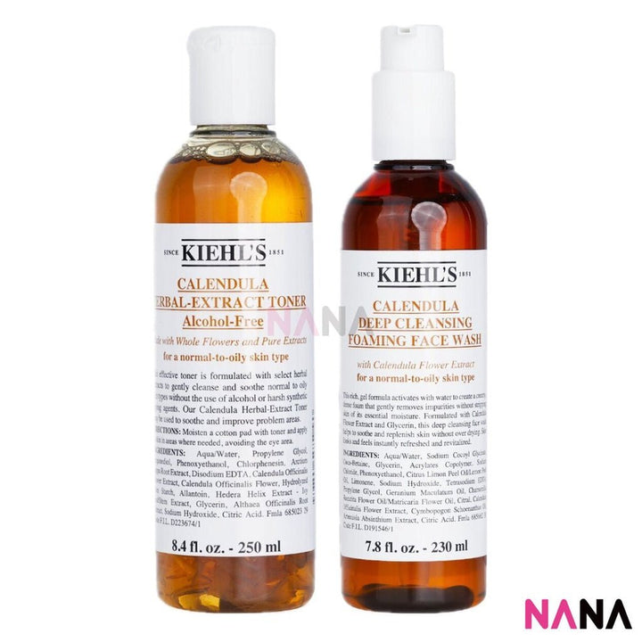Kiehl's Calendula Herbal - extract Toner 250ml + Calendula Deep Cleansing Foaming Face Wash 230ml - NANA MALL