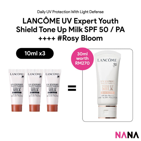 LANCÔME UV Expert Youth Shield Tone Up Milk SPF 50 / PA ++++ Rosy Bloom Sample Pack (10ml x 3/6) - NANA MALL