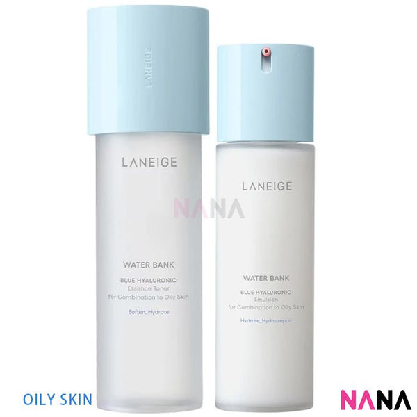 LANEIGE Water Bank Blue Hyaluronic Duo Set (Toner 160ml + Emulsion120ml) For Combination to Oily skin - NANA MALL