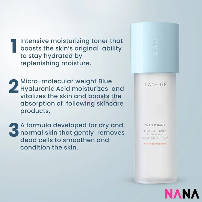 Laneige Water Bank Blue Hyaluronic Toner 160ml (for Normal to Dry Skin) - NANA MALL
