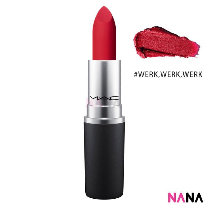 MAC Powder Kiss Lipstick 3g [314 MULL IT OVER, 316 DEVOTED TO CHILI, 922 WERK,WERK,WERK, 923 STAY CURIOUS, 926 DUBONNET BUZZ, 930 BRICKTHROUGH] - NANA MALL