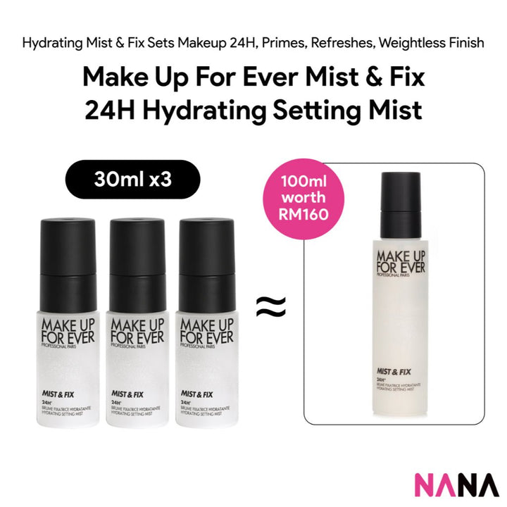 MAKE UP FOR EVER MIST & FIX 24H Hydrating Setting Mist Sample Pack (30ml x 3/2/1) - NANA MALL