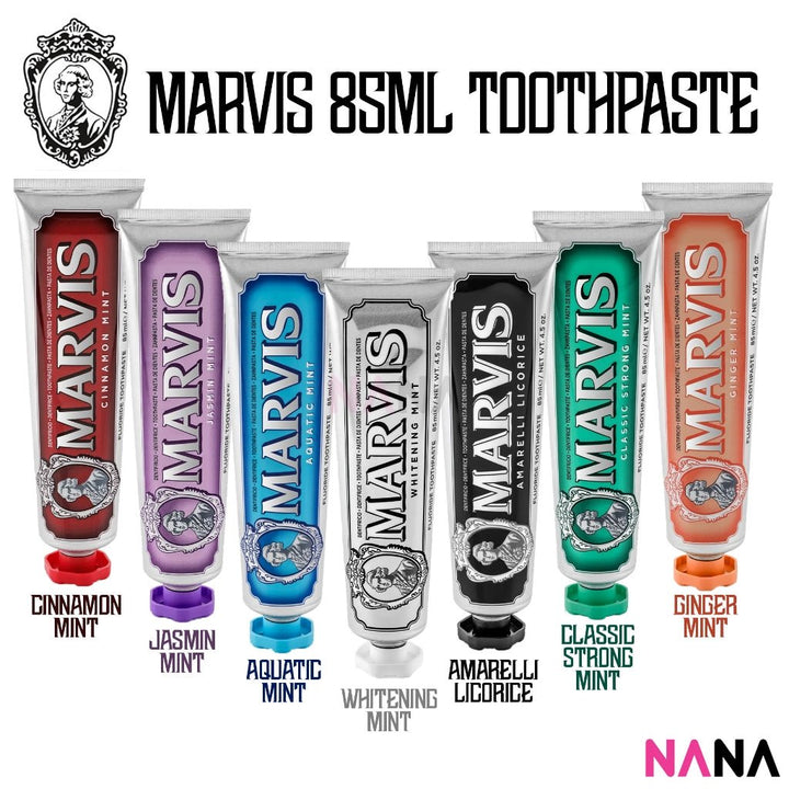 Marvis Whitening Anti - Tartar Toothpaste From Italy 85ml (Cinnamon Mint / Amarelli Licorice / Aquatic Mint / Jasmin Mint / Classic Strong Mint) - NANA MALL