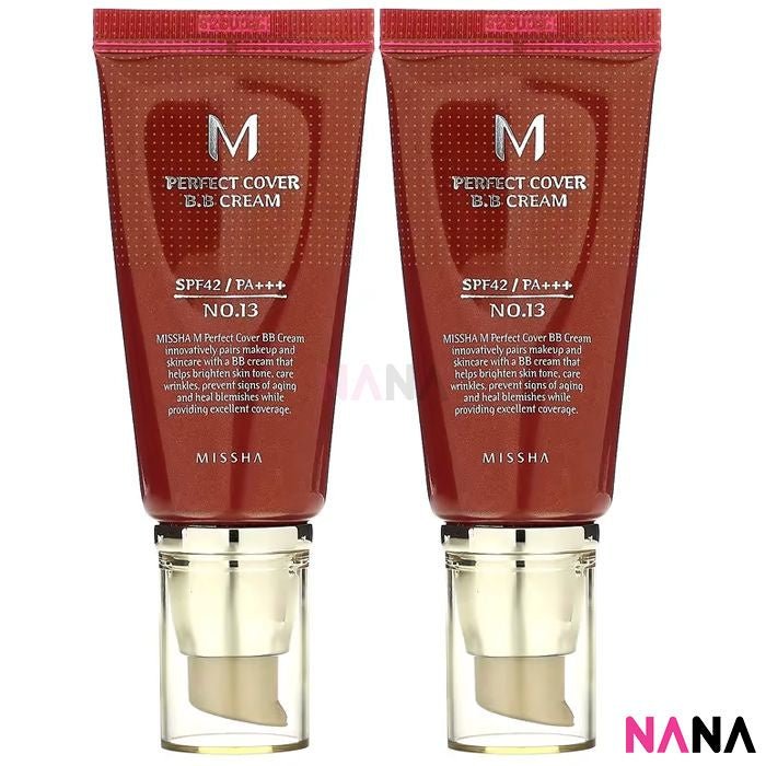 MISSHA M Perfect Cover BB Cream SPF 42 PA+++ 13 Bright Beige 50ml x2 - NANA MALL