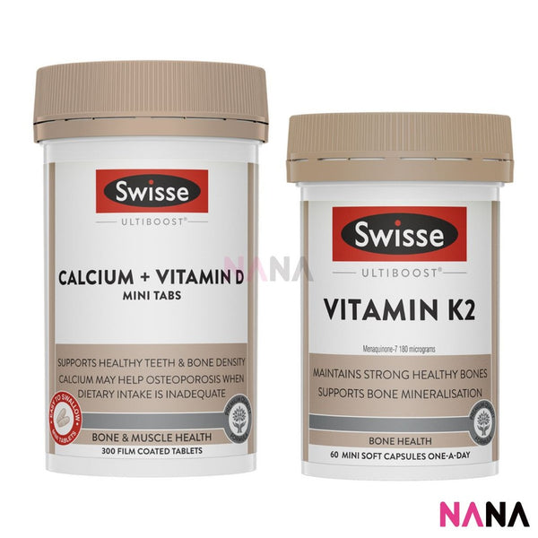Swisse Ultiboost Calcium + Vitamin D Mini 300 Capsules & Vitamin K2 60 Capsules