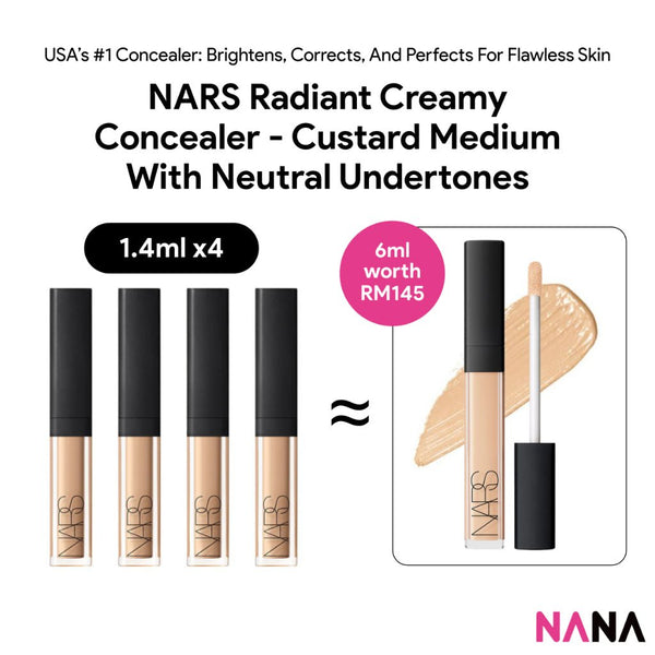 NARS Radiant Creamy Concealer - Custard Medium with neutral undertones Sample Pack (1.4ml x 4/2/1) - NANA MALL