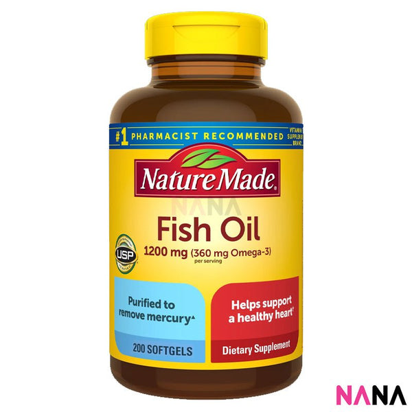 Nature Made Fish Oil 1200 mg (with 360 mg Omega - 3) 200 Softgels - NANA MALL