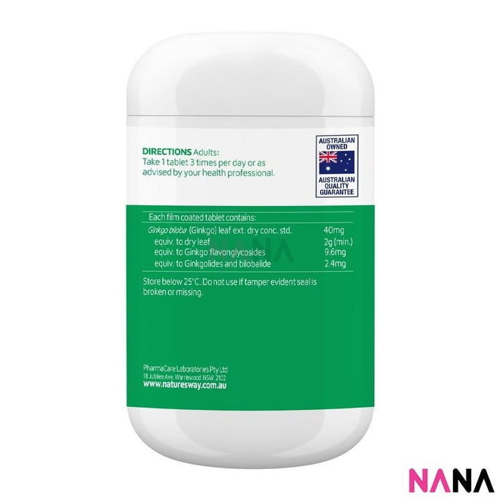 Nature's Way Ginkgo Biloba 2000mg 120 Tablets (EXP:03 2027) - NANA MALL