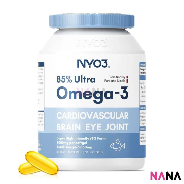 NYO3 85% Ultra Omega - 3 Fish Oil 1000mg 60Softgels(EXP:04 2028) - NANA MALL
