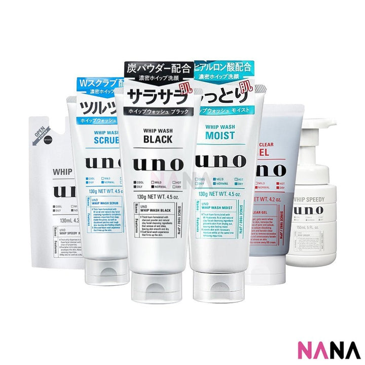 Shiseido Uno Men's Face Wash Whip Facial Wash Cleanser ( Non Scrub - Black / Scrub - Blue / Moist - Green / Hot Clear Gel / Whip Speedy) - NANA MALL