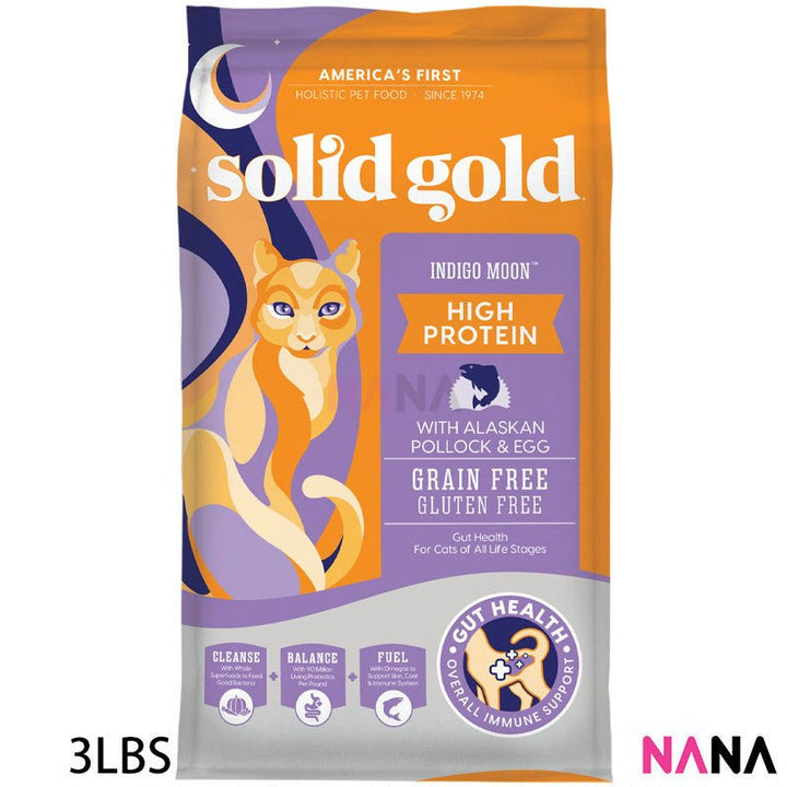 Solid Gold Cat Food Indigo Moon With Alaskan Pollock & Egg (Grain Free) - High Protein 3LB (EXP:10 2026) - NANA MALL