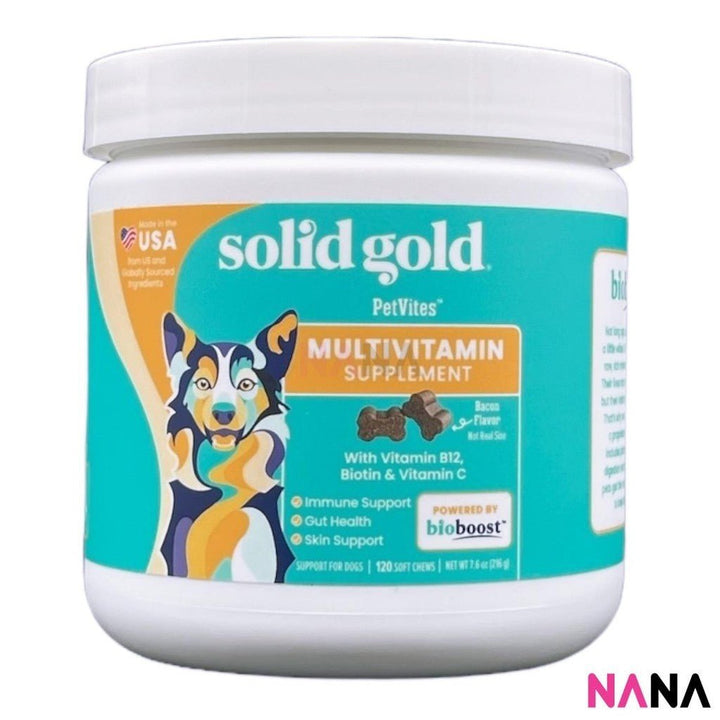 Solid Gold Dog Supplement PetVites Multivitamin Chew With Vitamin C, Vitamin B12 & Biotin 120 Soft Chews (EXP:11 2025) - NANA MALL