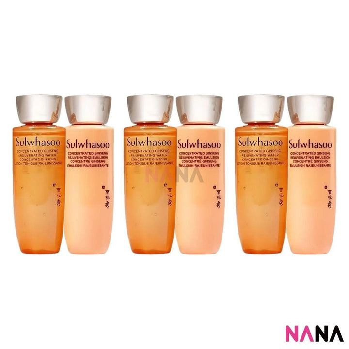 Sulwhasoo Concentrated Ginseng Rejuvenating Base Set Sample Pack (Water 25ml + Emulsion 25ml) x 3/6 - NANA MALL