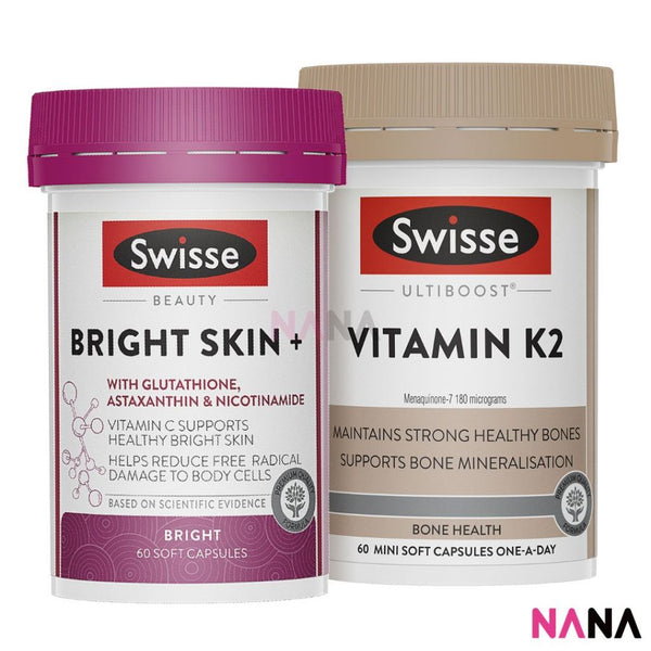 Swisse Beauty Bright Skin + 60 Capsules & Vitamin K2 60 Capsules - NANA MALL