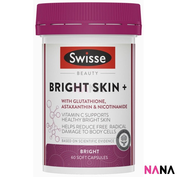 Swisse Beauty Bright Skin + 60 Capsules (With Glutathione Astaxanthin & Nicotinamide Vitamin C Support) (EXP:08 2026) - NANA MALL