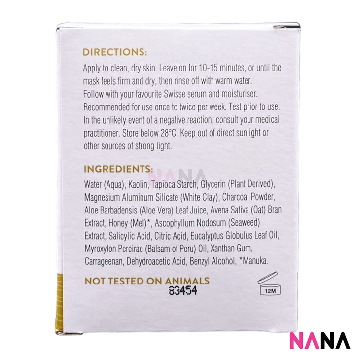 Swisse Manuka Honey Detoxifying Clay Mask With Charcoal Kaolin Clay 70g - NANA MALL