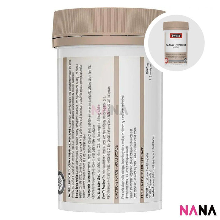 Swisse Ultiboost Calcium + Vitamin D Mini 300 Capsules & Vitamin K2 60 Capsules - NANA MALL