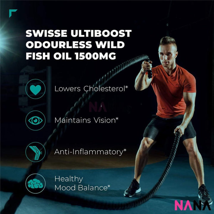 Swisse Ultiboost Odourless High Strength Wild Fish Oil Odourless 1500mg 400 Capsules x2 (EXP:02 2027) - NANA MALL
