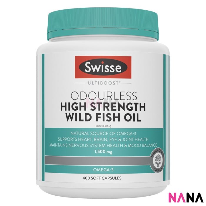 Swisse Ultiboost Odourless High Strength Wild Fish Oil Odourless 1500mg 400 Capsules x2 (EXP:02 2027) - NANA MALL