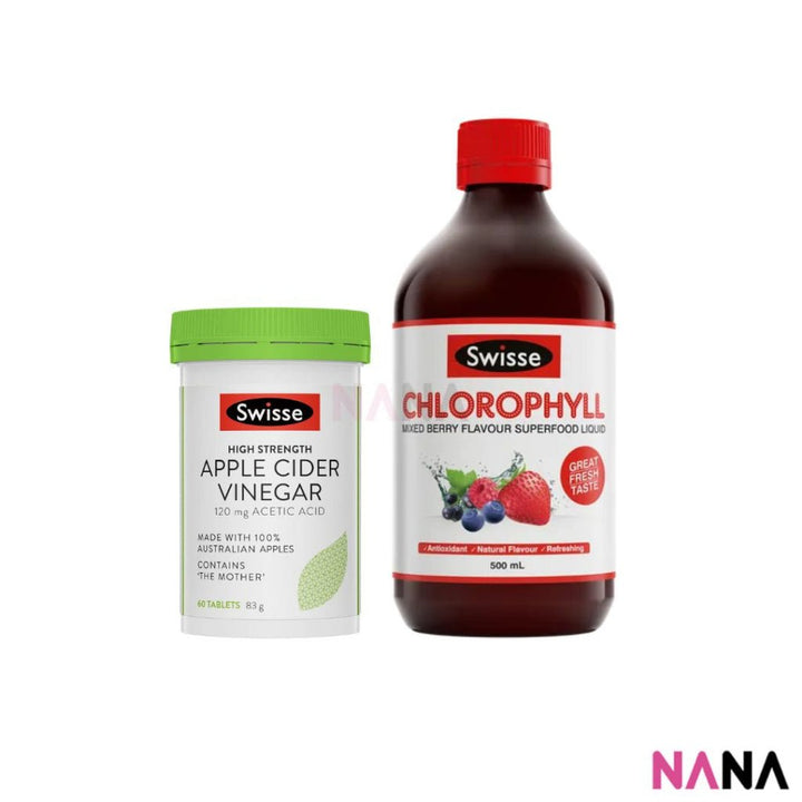 Swisse Wellness So Easy Feel Light & Detox Combo Set (Apple Cider Vinegar, Chlorophyll, Sugar Metabolism, Milk Thistle) - NANA MALL
