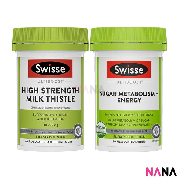 Swisse Wellness So Easy Feel Light & Detox Combo Set (Apple Cider Vinegar, Chlorophyll, Sugar Metabolism, Milk Thistle) - NANA MALL