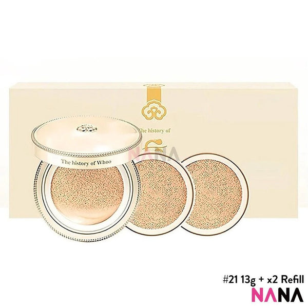 The Whoo Gongjinhyang Mi: Luxury Golden Cushion Glow SPF 50+ PA+++ 21 13g + 13gx2 (Refill) - NANA MALL