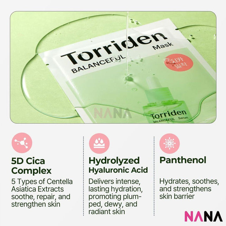 Torriden Balanceful Centella Asiatica Extract Cica Mask 10sheets/box - NANA MALL