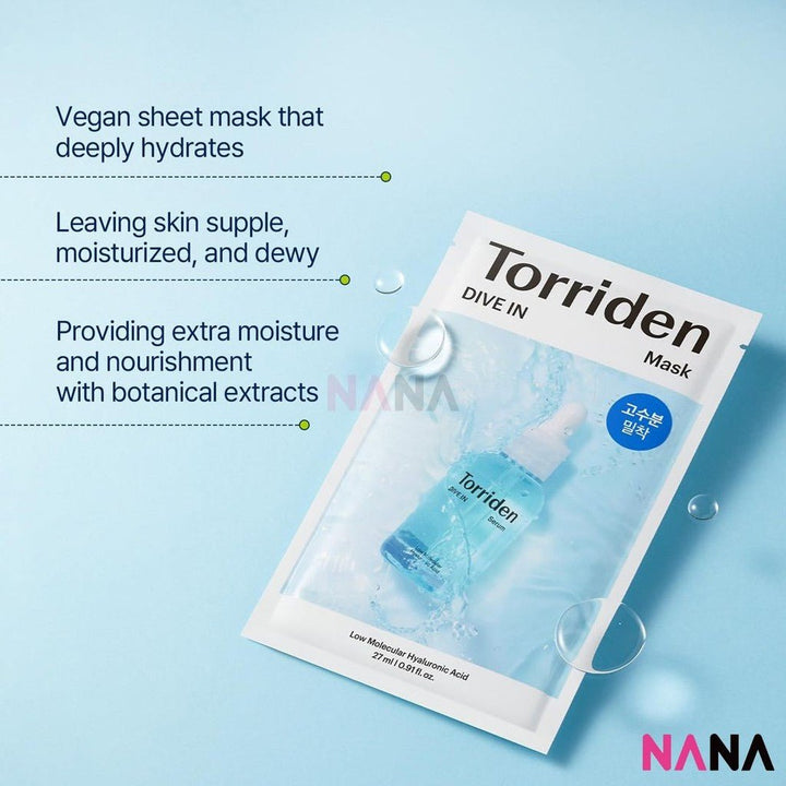 Torriden Dive In Low Molecular Hyaluronic Acid Mask Deep Hydration 10sheets/box - NANA MALL