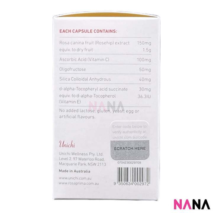 Unichi Rosehip Extract 1500mg Complex 60 Vegan Capsules - NANA MALL