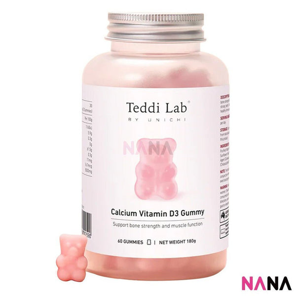 Unichi Teddi Lab Calcium Vitamin D3 Gummy - Strawberry & Yogurt Flavour 60gummies - NANA MALL