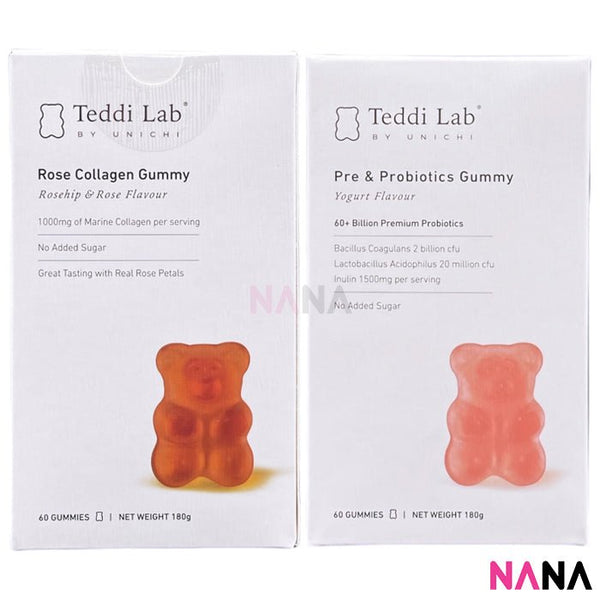 Unichi Teddi Lab Gummy Bear Set (Pre & Probiotics + Rose Collagen) - NANA MALL