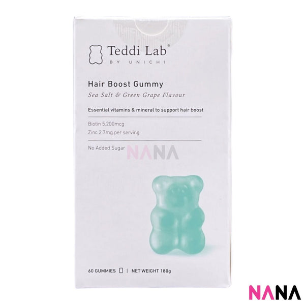 Unichi Teddi Lab Hair Boost Gummy Biotin + Zinc Gummy - Sea Salt + Green Grape Flavour 60 Gummies - NANA MALL