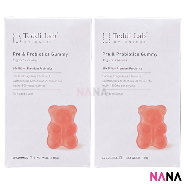 Unichi Teddi Lab Pre & Probiotics Gummy - Yogurt Flavour 60 Gummies x 2 - NANA MALL