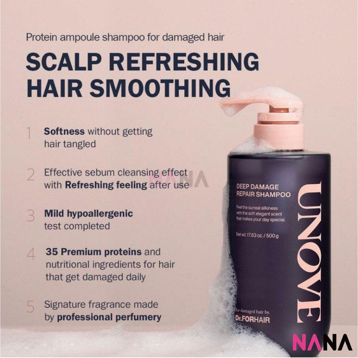 Unove Deep Damage Repair Shampoo - Rosy Aura 500g - NANA MALL